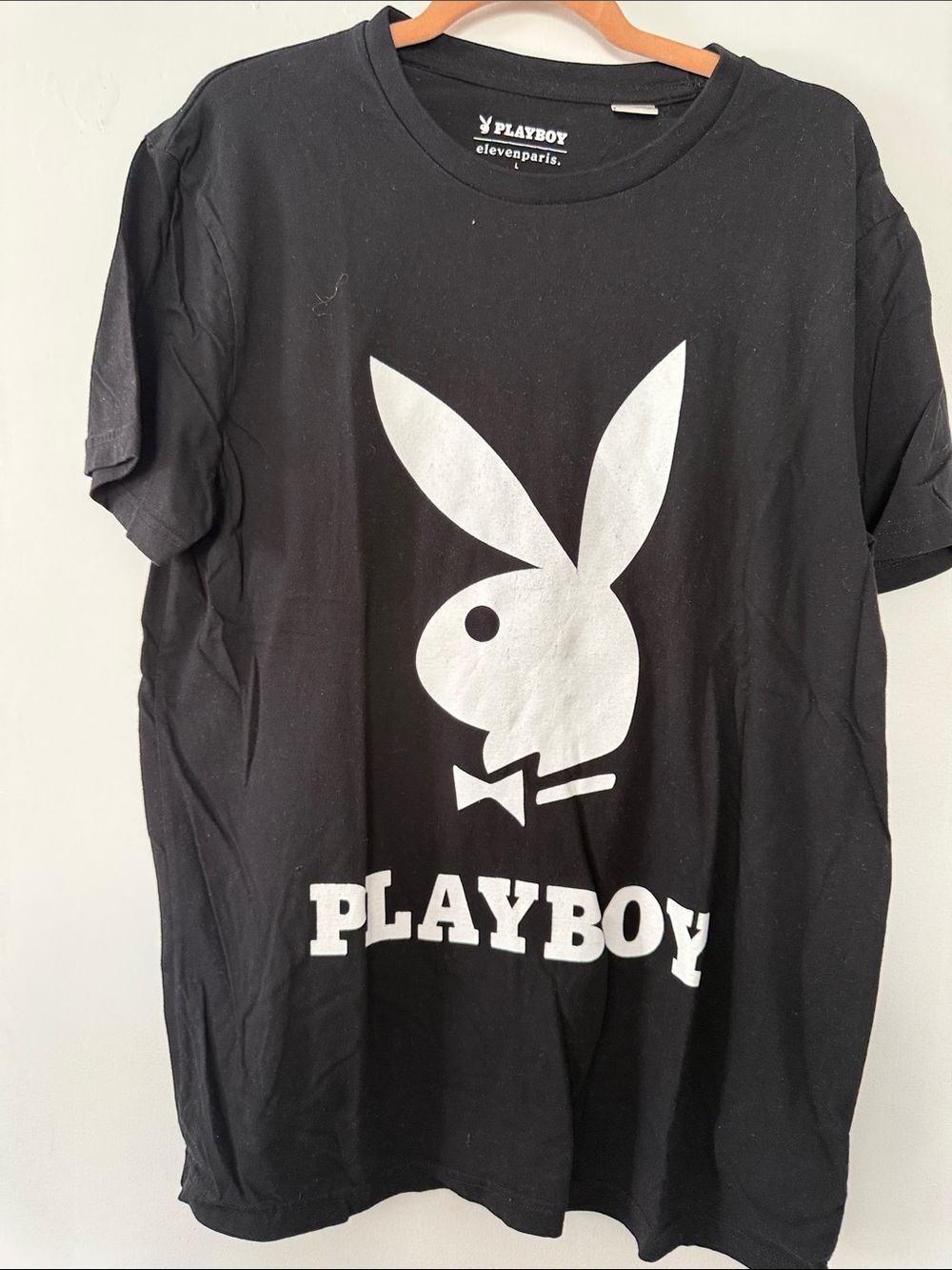 Eleven Paris Black Tee with White Playboy Logo